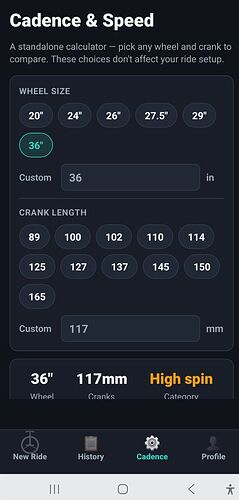 cadence and theoretical gear ratio data 1